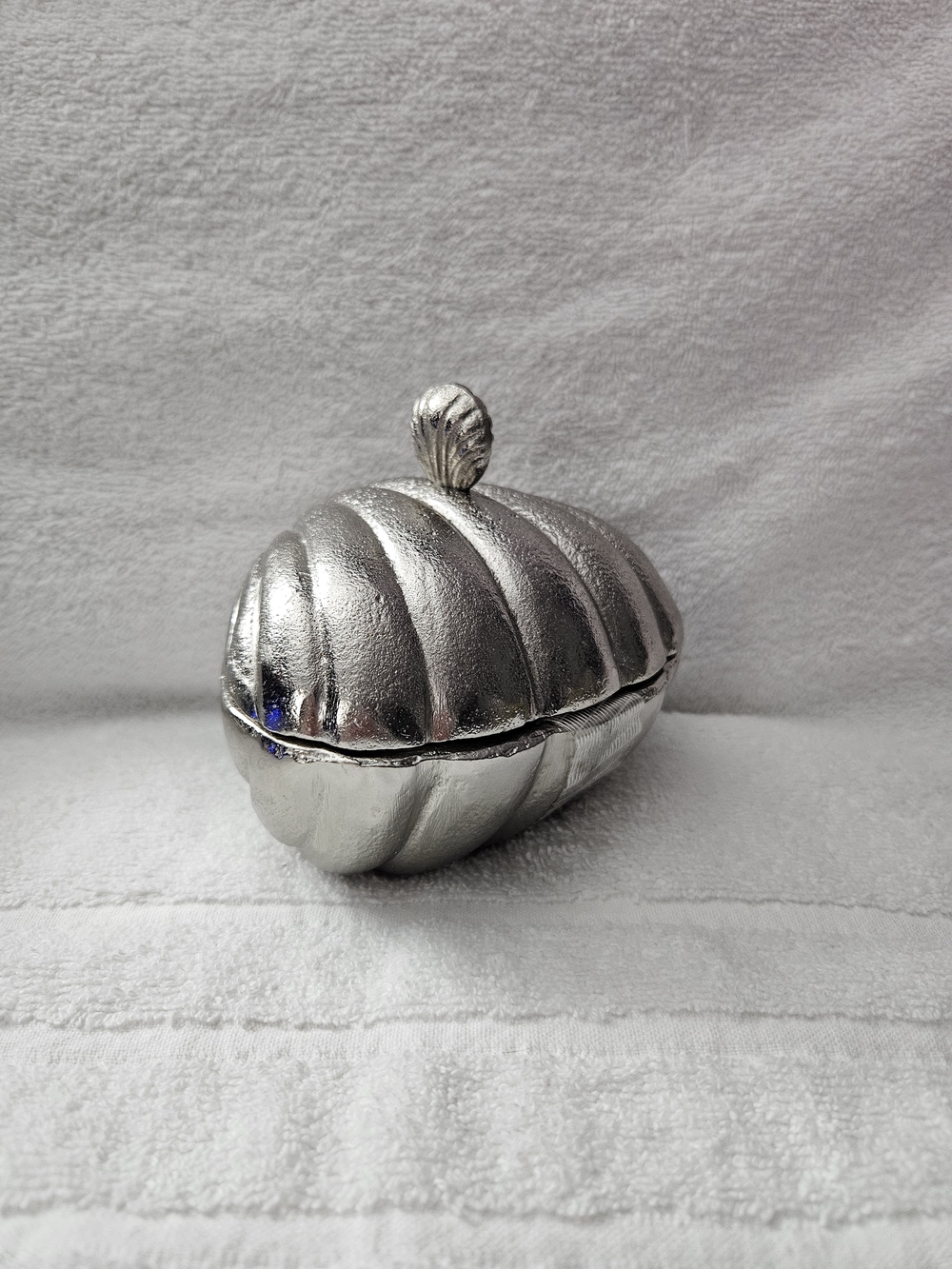 Threshold Studio McGee Silver Shell Container Metal Covered Trinket Box
